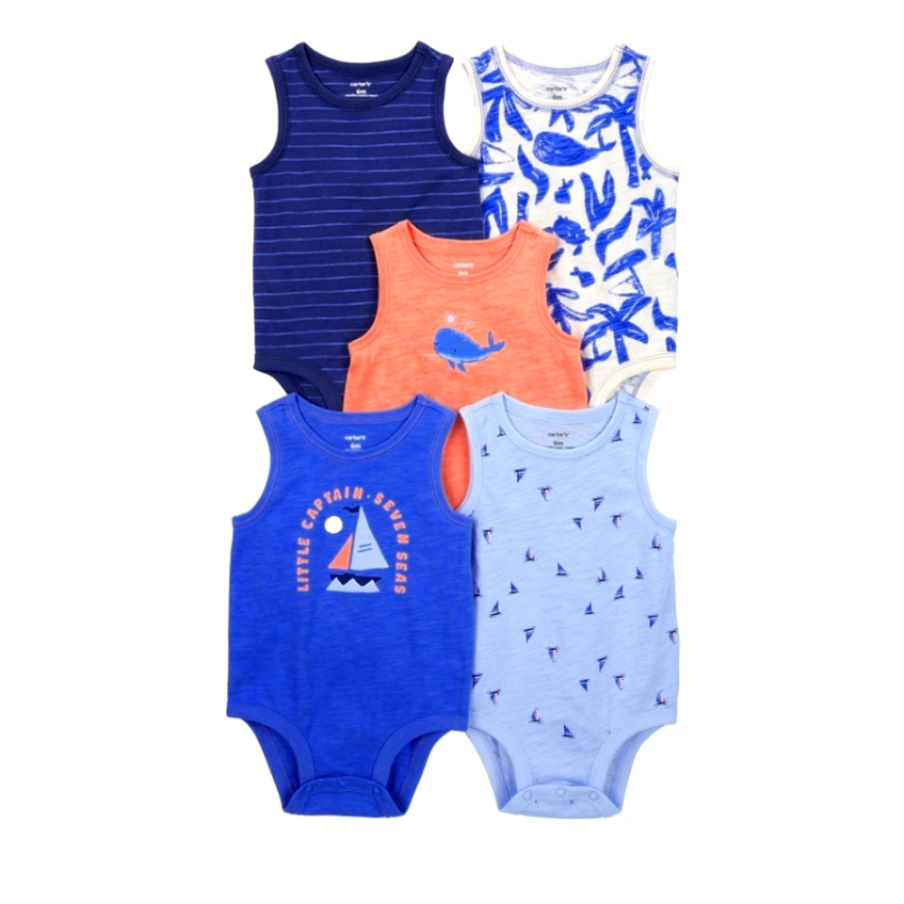 Carter's Baby Boys 5-pc. Round NeckSleeveless Bodysuit